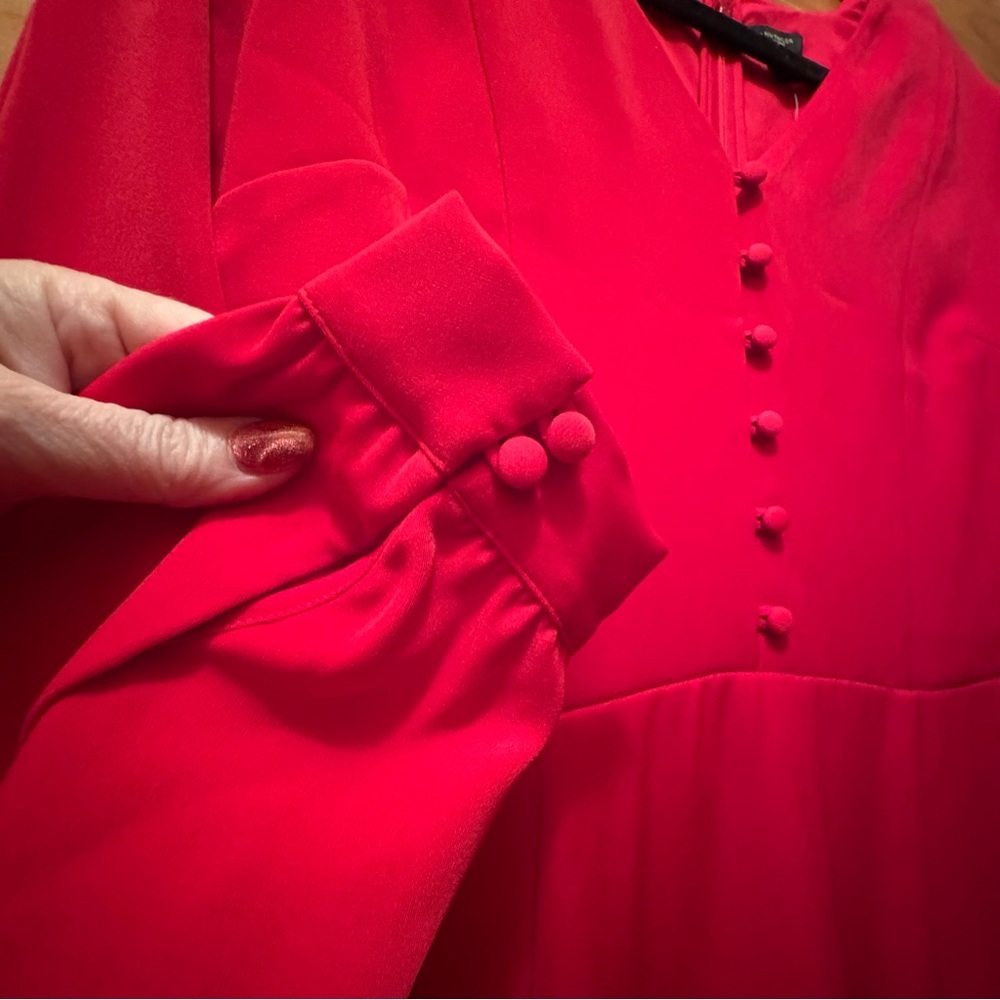 Ann Taylor Red Long Sleeve A-Line Dress NWT - Picture 4 of 9